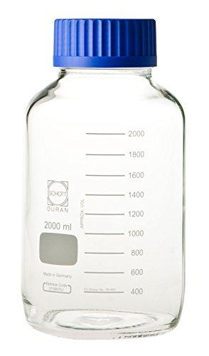 柴田科学の科目 広口ねじ口瓶(デュラン(R)) 旗がしら青 2000mL1本2-8210-03