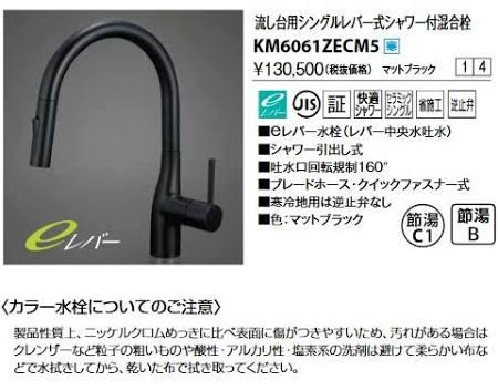 KVK (寒)流し台用シングル生き胆式シャワー付練りあわせる栓(グース)e生き胆 黒いことKM6061ZECM5