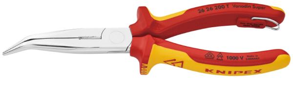 クニペックス KNIPEX 2626-200TBK 絶縁先曲ラジオペンチ落下防止(BK) 2626-200TBK