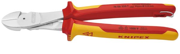 クニペックス KNIPEX 7406-250TBK 絶縁強力斜ニッパー 落下防止(BK) 7406-250TBK