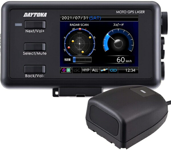 DAYTONA デイトナ デイトナ バイク用 レーダー探知機 レーザー式オービス対応 防水 Bluetooth MOTO GPS LASER(モト ジーピーエス レーザー) 25674｜ECJOY！プレミアム店