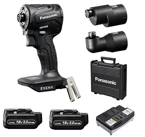 PANASONIC パナソニック パナソニック 充電インパクトドライバー EZ1PD1 デュアル(14.4V/18V対応)+BRAIN 電子クラッチ搭載 18V高容量5.0Ah電池パック×2個・充電器・アタッチメント・プラスチックケース付 EXENA Pシリーズ ブラック EZ1PD1J18A1B