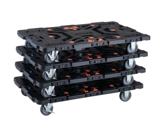 TRUSCO トラスコ中山 TRUSCO まとめ買い 連結式樹脂製平台車 ビートル 900X600 自在3輪 内2輪ストッパー付 とめたろう付 4台セット (BT900J3S2E100TM4 8000)