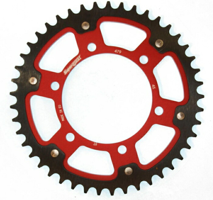 スーパースプロックス(Supersprox) ドリブン スプロケット リア ステルス (STEALTH) アルミ＆スチール 45T レッド RST-479:45-RED YZF-R1 06-08、YZF-R1 09-14、GPZ600R 85-88