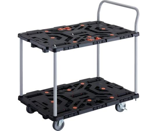 TRUSCO トラスコ中山 TRUSCO 繋ぎ合わせる式脂製2段手押し車 ビートル 900X600 自在5輪 内2輪ストッパー付 とめたろう 手持ち部分付 (BT924J5S2E100T 8000)