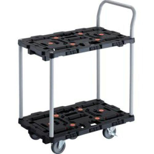 TRUSCO トラスコ中山 TRUSCO 連結式樹脂製2段台車 ビートル 700X450 自在5輪 内2輪ストッパー付 ハンドル付 (BT724J5S2E100 8000)
