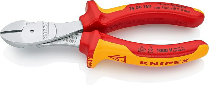 クニペックス KNIPEX クニペックス 絶縁1000V強力型ニッパー 160mm 7406160