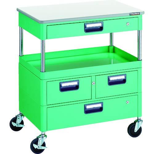 TRUSCO トラスコ中山 TRUSCO フェニックスワゴン 省音 750X500 H880 引出付 天板付 YG色
