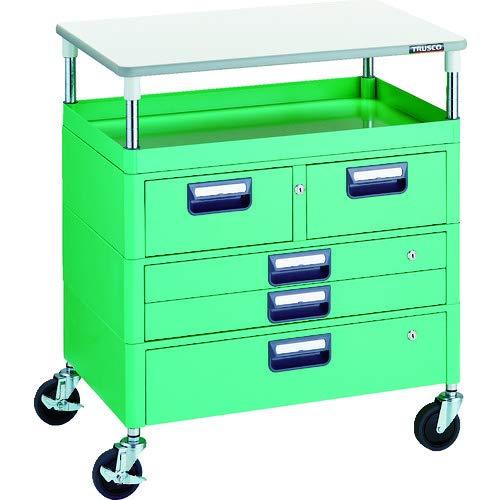 TRUSCO トラスコ中山 TRUSCO フェニックスワゴン 省音 750X500 H880 引出付 天板付 YG色