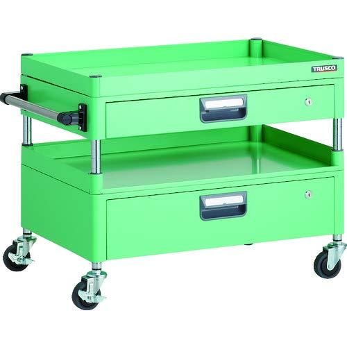 TRUSCO トラスコ中山 TRUSCO フェニックスワゴン 省音 750X500XH600 引出付 3方棚板付 YG色