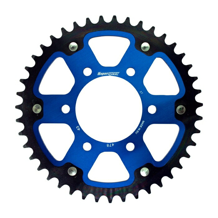 スーパースプロックス(Supersprox) ドリブン スプロケット リア ステルス (STEALTH) アルミ＆スチール 43T ブルー RST-478:43-BLU