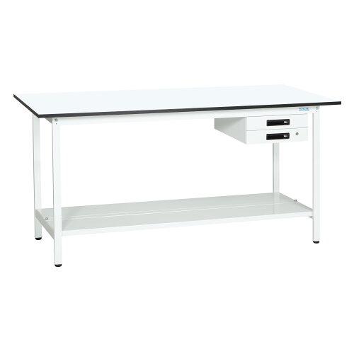 サカエ 軽さ立御役目台KAD印字機 収納家具2段付 中板付 1500×600×900粍 KAD-156BTMW (2228344)