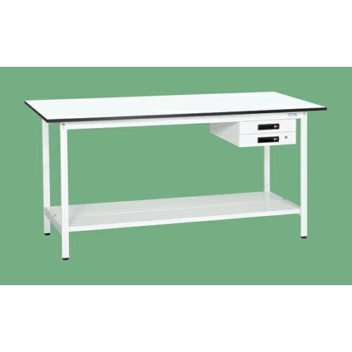 サカエ 軽量立作業台KADタイプ キャビネット2段付 中板付 1500×750×900mm KAD-157BTMW (2228345)