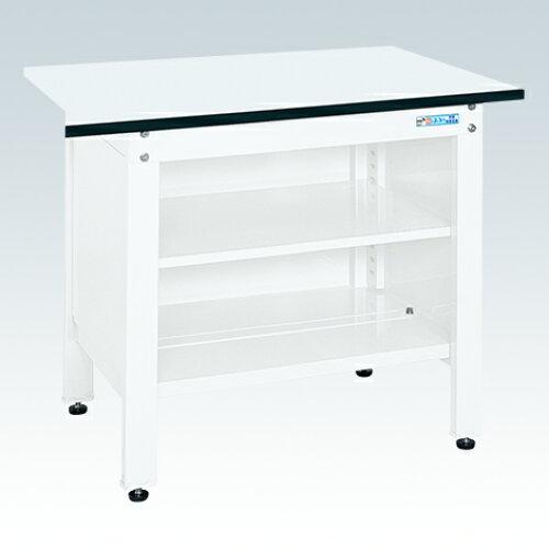 サカエ 一人用作業台CPタイプ ポリエステル天板 900×600×740mm パールホワイト 中棚付 CP-096TW (2228741)
