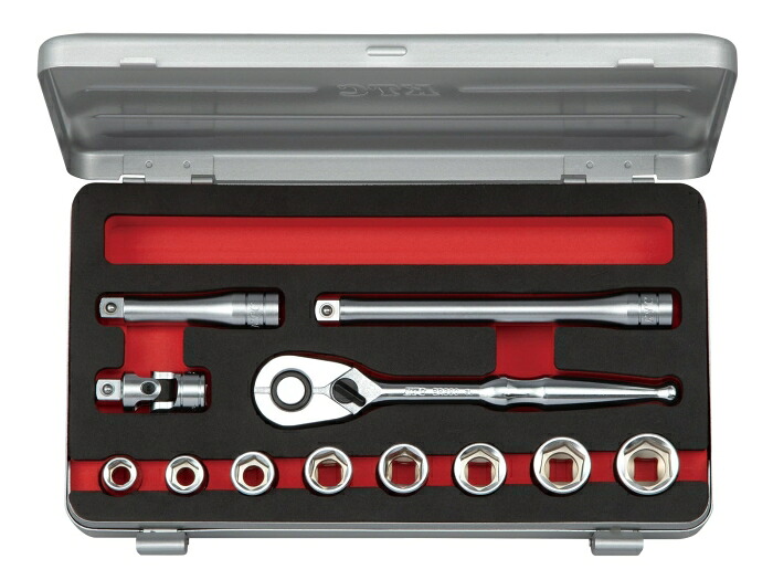 京都機械工具 KTC 9.5sq.ソケット書き割り(六角)in大きさ[12点] (結核症312BA 2285)