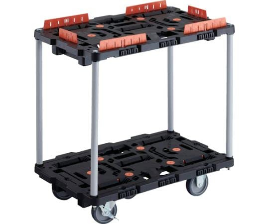 TRUSCO トラスコ中山 TRUSCO 連結式樹脂製2段台車 ビートル 700X450 自在3輪 内2輪ストッパー付 コボレ止めセット付 ハンドルなし (BT720KJ3S2E100 8000)|ECJOY!プレミアム店