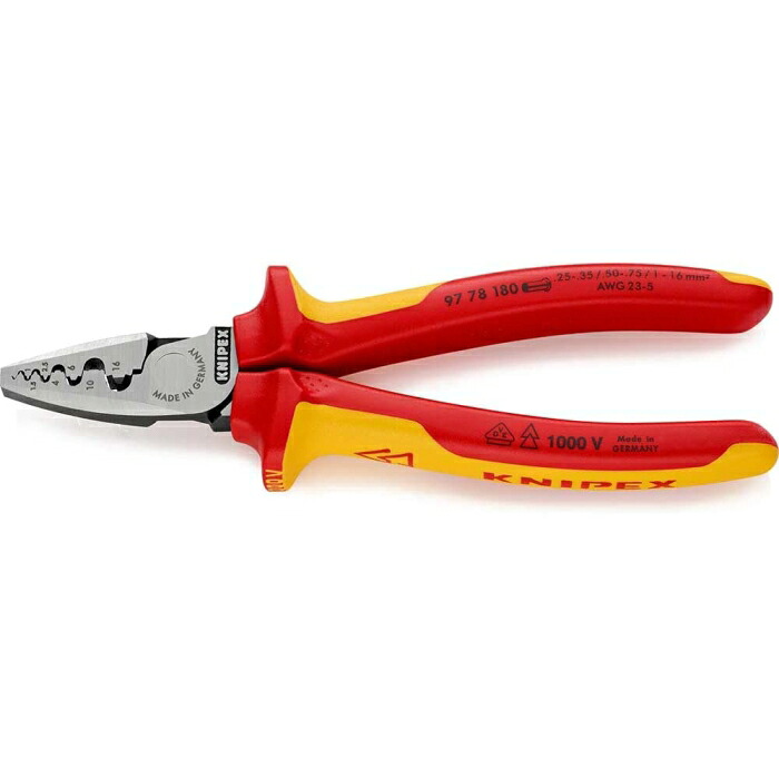 クニペックス KNIPEX 9778-180SB 挙げ句のはて衣袂用不成立圧着プライヤー