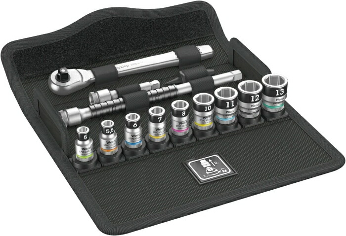 Wera Werkzeuge 003756 メタルラチェットソケット＆ビット書き割り 1/4SQ 13点入