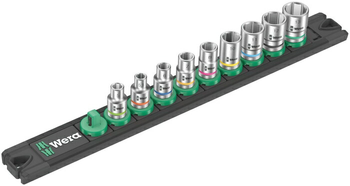 Wera Werkzeuge 005400 ソケット鍵書き割り 1/4SQ 5-13 9点入 軌跡付
