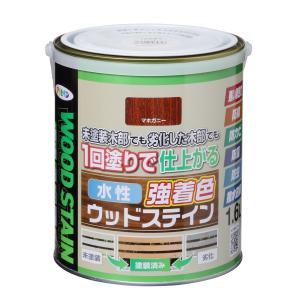 アサヒペン 水溶性強染め付けるウッドステイン1.6Lマホガニー【入数:6】