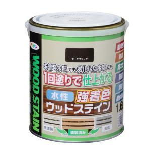 アサヒペン 水溶性強染め付けるウッドステイン1.6L靉靆たる黒いこと【入数:6】