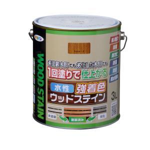 アサヒペン 水溶性強染め付けるウッドステイン3Lともし火オーク材【入数:4】