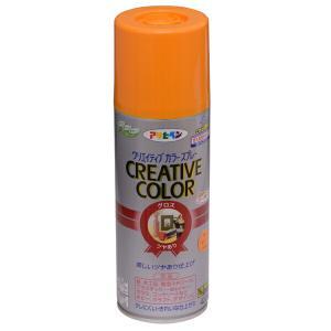 アサヒペン 創作的色つや吹きつける420ML64オレンジ色【入数:6】