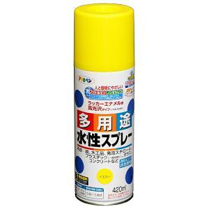 アサヒペン 水溶性多役立つこと吹きつける420ML黄色【入数:6】