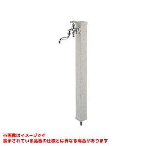 KAKUDAI カクダイ 立水栓柱仕掛ける(2口自在水栓つき・石目調・白)【624-706-W】