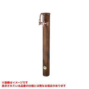 KAKUDAI カクダイ 立水栓柱書き割り(2口横形白鳥水栓つき・焼杉)【624-708】