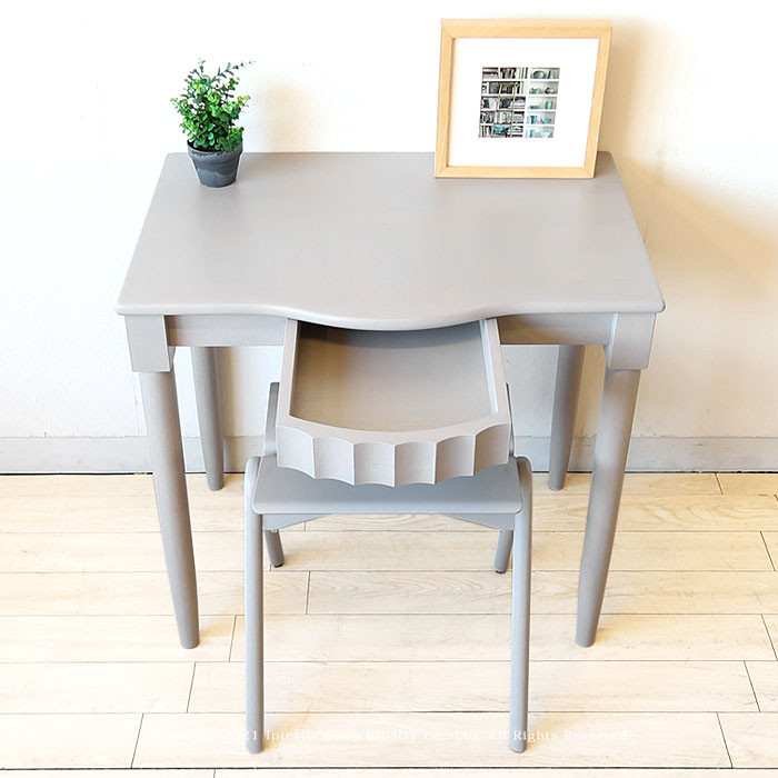 100 品質保証 デスク 書斎机 オフィスデスク 木製デスク ワークデスク カントリーモダン グレー ホワイト 引き出し付き アンティーク 幅75cm チェア別売 Fucoa Cl