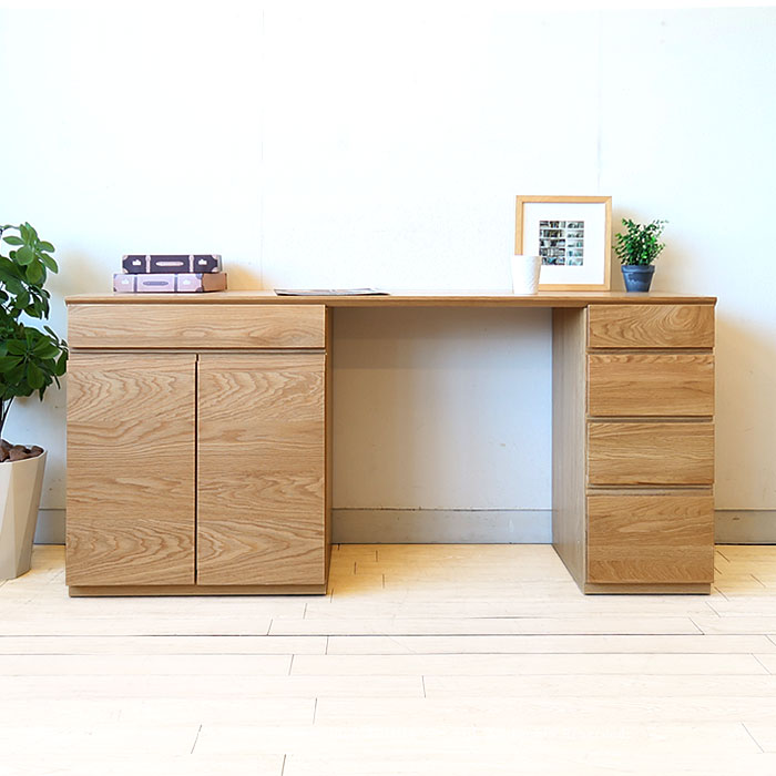楽天市場】木製机 書斎机 パソコンデスク キャビネットと引き出しを