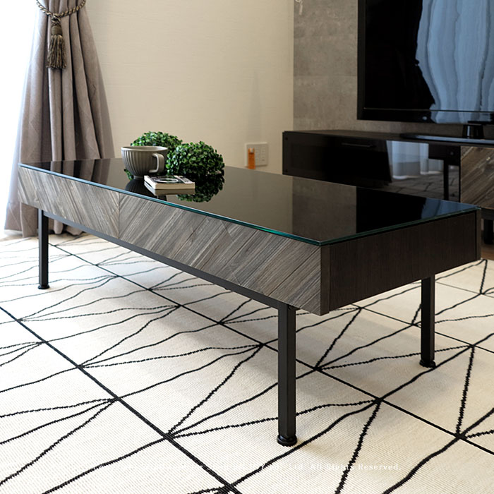 楽天市場】ローテーブル リビングテーブル ガラス天板 ダークグレー