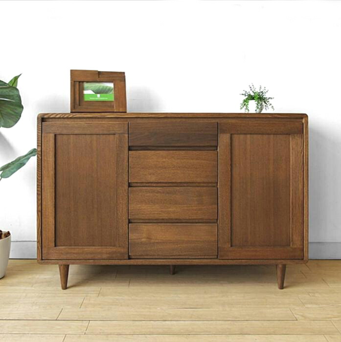 楽天市場】【幅1200mm/サイドボード/別注板扉/ダーク色】タモ材