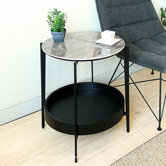 楽天市場】サイドテーブル 大理石風のセラミック天板 ソファ