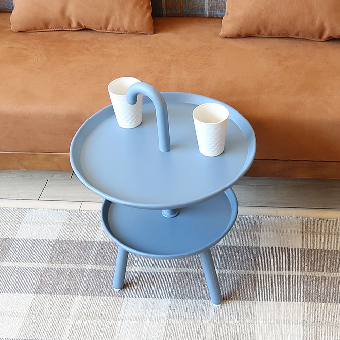 楽天市場】サイドテーブル ブルー グレー オレンジ ソファ前の