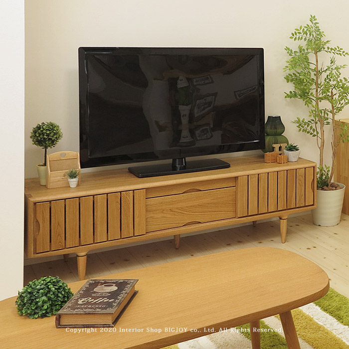 テレビ台 テレビボード 開梱設置配送 ナラ材 ナラ無垢材 引き戸 幅150cm ナチュラルモダン テーパー脚｜JOYSTYLE interior