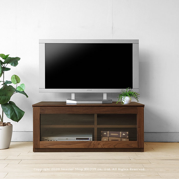 【新品未使用品】 木製ガラス扉付きテレビ台 キャスター付き【ウォールナット】 テレビ台 コーナー キャスター付き 棚付き ガラス扉 幅120cm