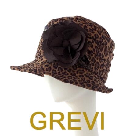 グレヴィ ブランド GREVI 帽子 ヒョウ柄 秋冬 レオパード レディース 花 コサージュ おしゃれ帽子 ハット firenze イタリア製【送料無料】