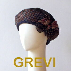 \1000円OFFクーポン有/ グレヴィ ブランド 帽子 GREVI ベレー帽子 ハット グレヴィ帽子 秋冬 チェック 千鳥格子 ツィード レディース リボン コサージュ おしゃれ帽子 ハリスツィード firenze イタリア製【送料無料】|ストール・帽子のJPコンセプト