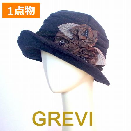 グレヴィ ブランド GREVI グレヴィ ブランド帽子 ハット ネイビー 秋冬 ドット 水玉 ハリス ツィード レディース 花 グレー コサージュ おしゃれ帽子 紺 イタリア製 firenze【送料無料】