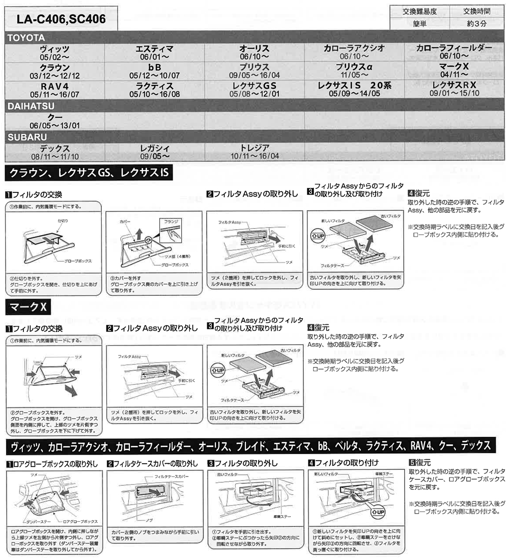 楽天市場 楽天ｶｰﾄﾞ ﾏｲｶｰ割で5倍 エアコンフィルター カローラ クラウン 他 トヨタ 簡単 約3分交換 花粉 Pm2 5除去 La C406 純正メーカーオリジナルブランド 送料無料 ポイント消化 フィルター ワイパー ジェイピット