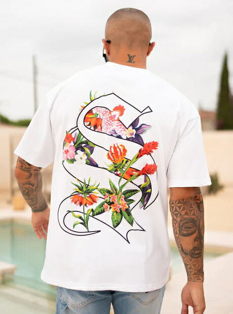 Sinners Attire シナーズアタイア Tシャツ メンズ トップス 白 しろ ホワイト 半袖Tシャツ 無地 ジムTシャツ ジムウエア 筋トレ スポーツウエア トレーニング カジュアル ロゴTシャツ オーバーサイズ おしゃれ メンズファッション トロピカルロゴTシャツ ホワイト