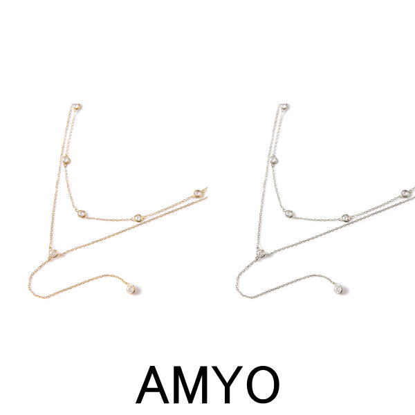 【楽天市場】AMY O エイミーオー ネックレス 海外ブランド ジュエリー アクセサリー 【2セット】 クリスタルチェーン キュービック ...