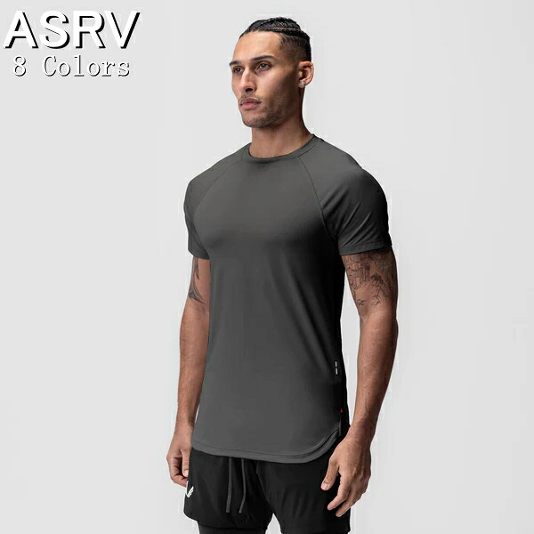 ASRV エステティックレボリューション Tシャツ 海外ブランド 大きいサイズ スポーツウェア Tシャツ メンズ 半袖 スリムフィット ジム 筋トレ スポーツ ストレッチ エアロシルバー パフォーマンス トレーニングTシャツ フィジーク ウェア ボディビル 【トップス単品】