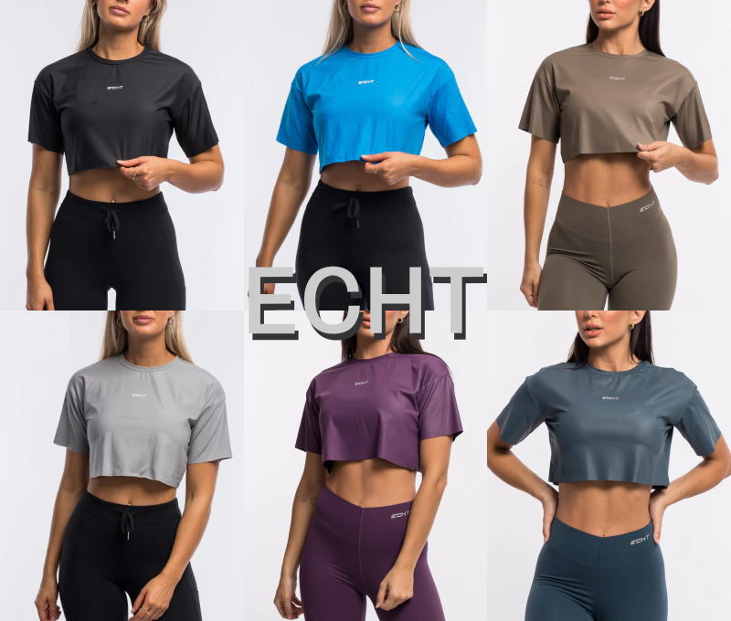 レディース Tシャツ トレーニング 半袖 Echt トップス クロップド クロップド Echt スポーツ トレーニング ジムレンジ レディース トレーニングウェア 海外ブランド レディース ｊｐｌａｍｐ トップス単品 ドロップショルダー クロップ丈 Tシャツフィジーク 取寄