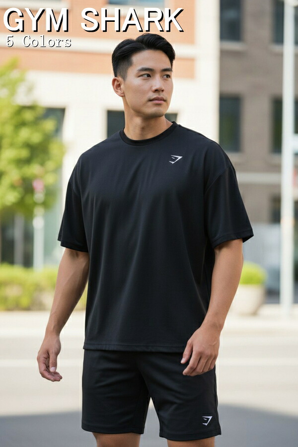 ジムシャーク Tシャツ メンズ スポーツ 海外ブランド 大きいサイズ スポーツウェア メンズ トレーニングウェア ジム 筋トレ 半袖 オーバーサイズボディビル Tシャツ アライバル オーバーサイズ トレーニングTシャツ フィジーク ウェア ボディビル 【トップス単品】