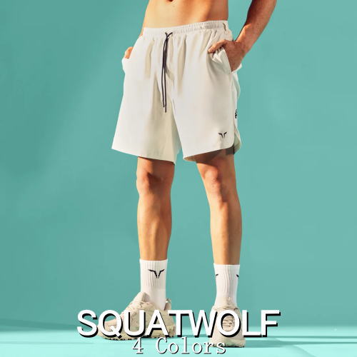 SQUAT WOLF スクワットウルフ ハーフパンツ メンズ 大きいサイズ 海外ブランド スポーツウェア ショートパンツ メンズ 膝上 ショーツ フィジーカー バックジップポケット ジム 7インチ プロ エッセンシャルショーツ フィジーク ショーツ ボディビル 【ボトムス単品】｜ＪＰＬＡＭＰ