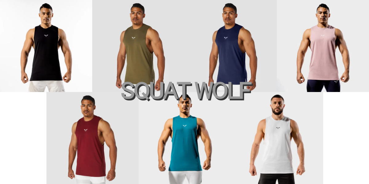 SQUAT WOLF スクワットウルフ タンクトップ メンズ 大きいサイズ スポーツ タンクトップ メンズ スポーツ ドロップアームホール スリーブレス トレーニングスリットヘム コア カットオフ タンクトップフィジーク タンクトップ ボディビル 【取寄】【トップス単品】