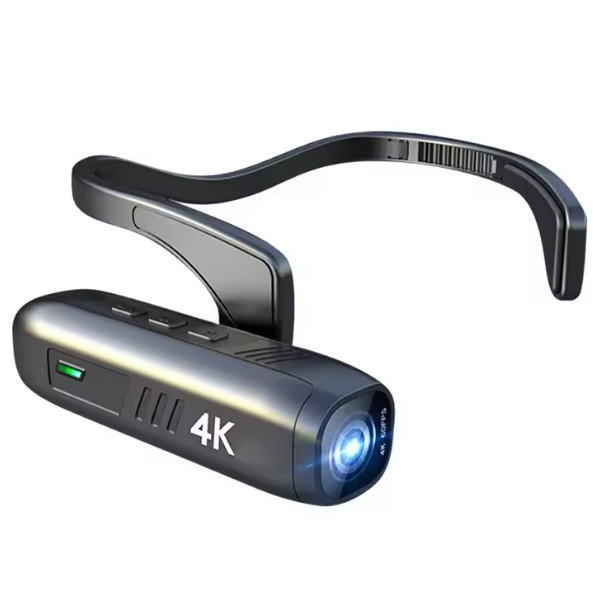 4K高画質 ヘッドマウントカメラ ウェアラブルカメラ 小型 WiFi接続 120°広角レンズ 手ぶれ補正 APP制御 ハンズフリー 高精細アクションカメラ 英語取説付き
